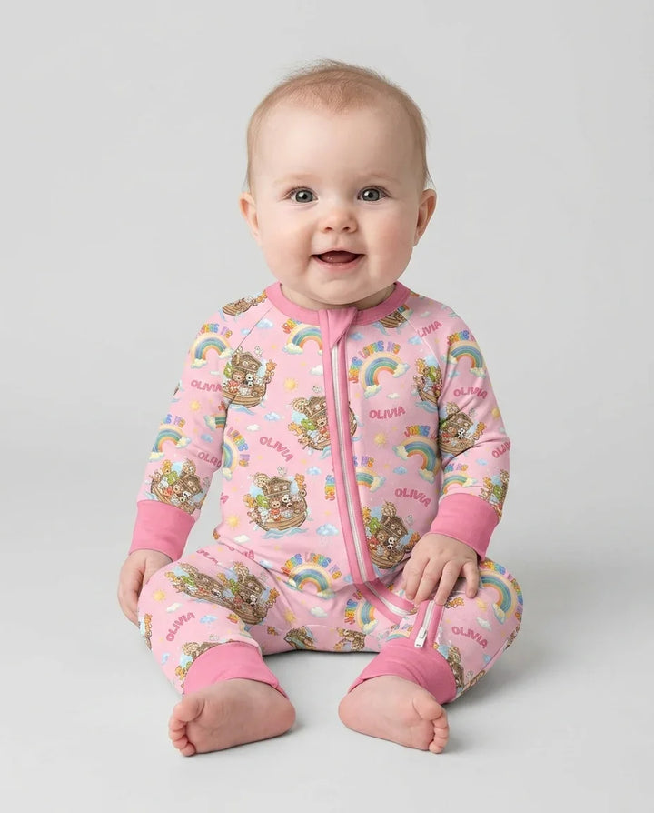 Custom Name Jesus Loves Me Noah's Ark Bamboo Convertible Zippy
