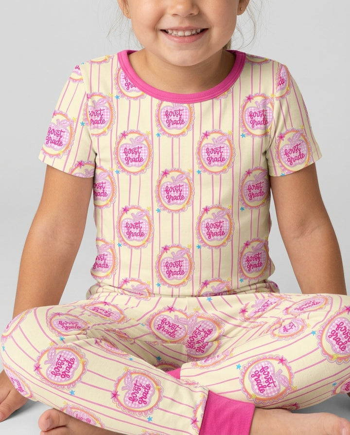 Conjunto de pijama de dos piezas de bambú de manga corta, plantilla personalizada