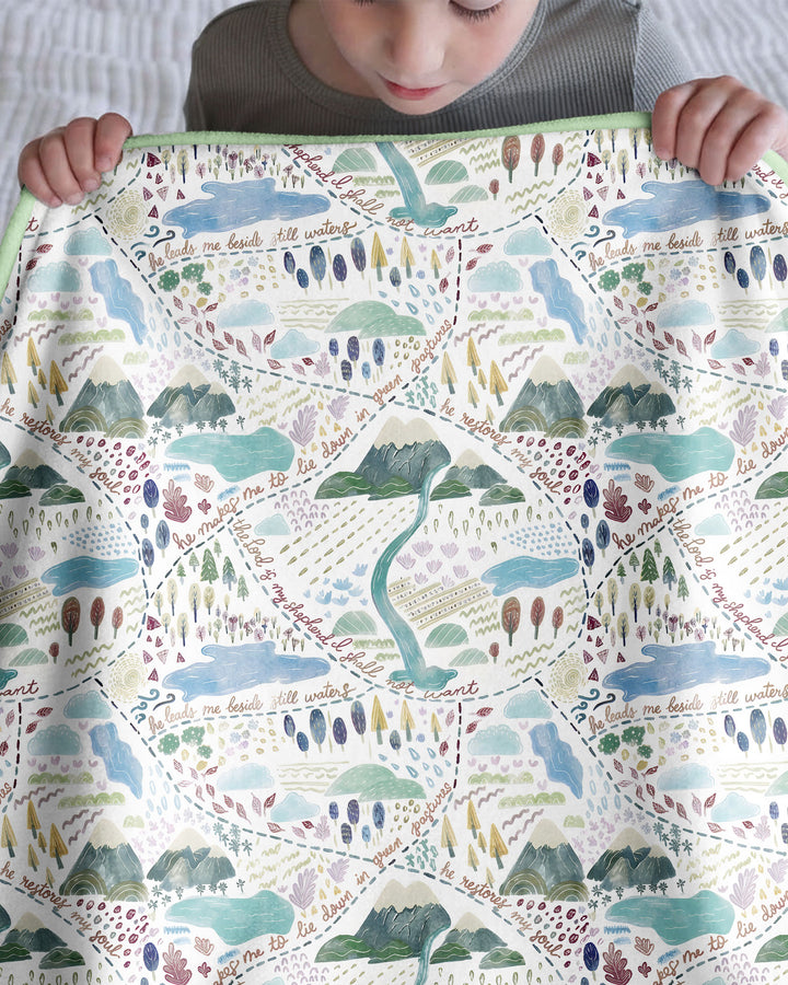 Whimsical Psalms 23 Map Bamboo Blanket