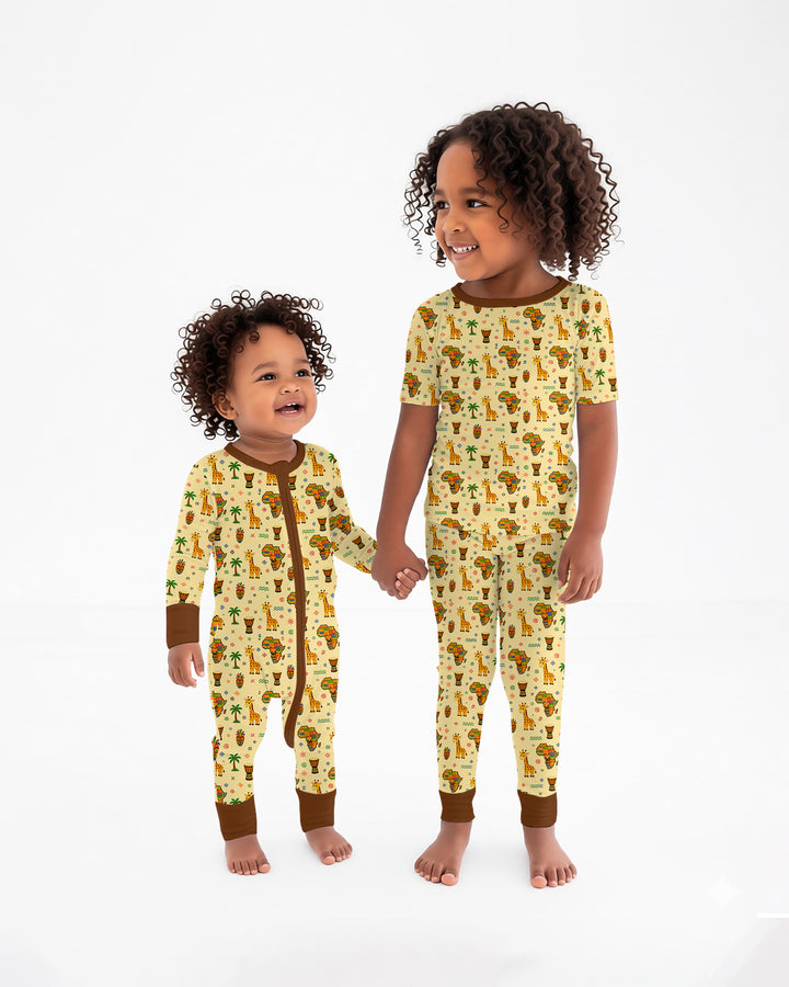 African Culture Bamboo Two Piece Short Sleeve Pajama Set
