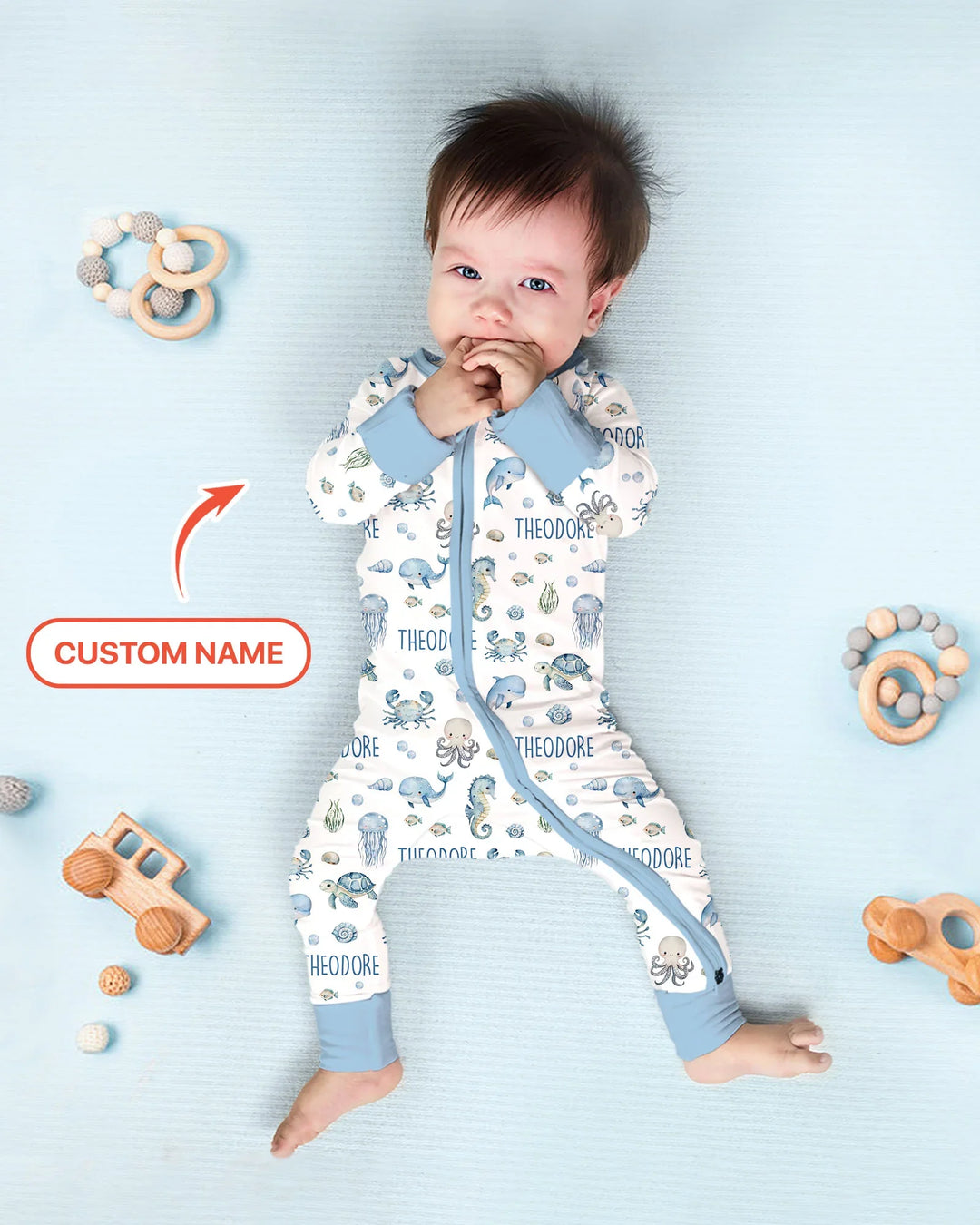 Custom Name Ocean Friends  Bamboo Convertible Zippy