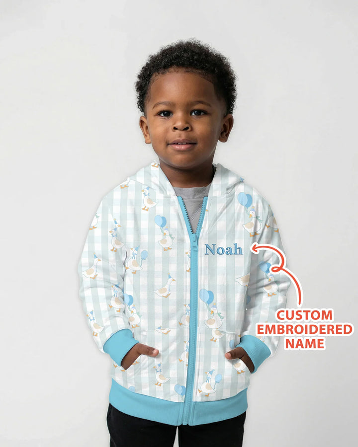 Custom Embroidered Birthday Boy/Girl Baby Bamboo Zip Hoodie