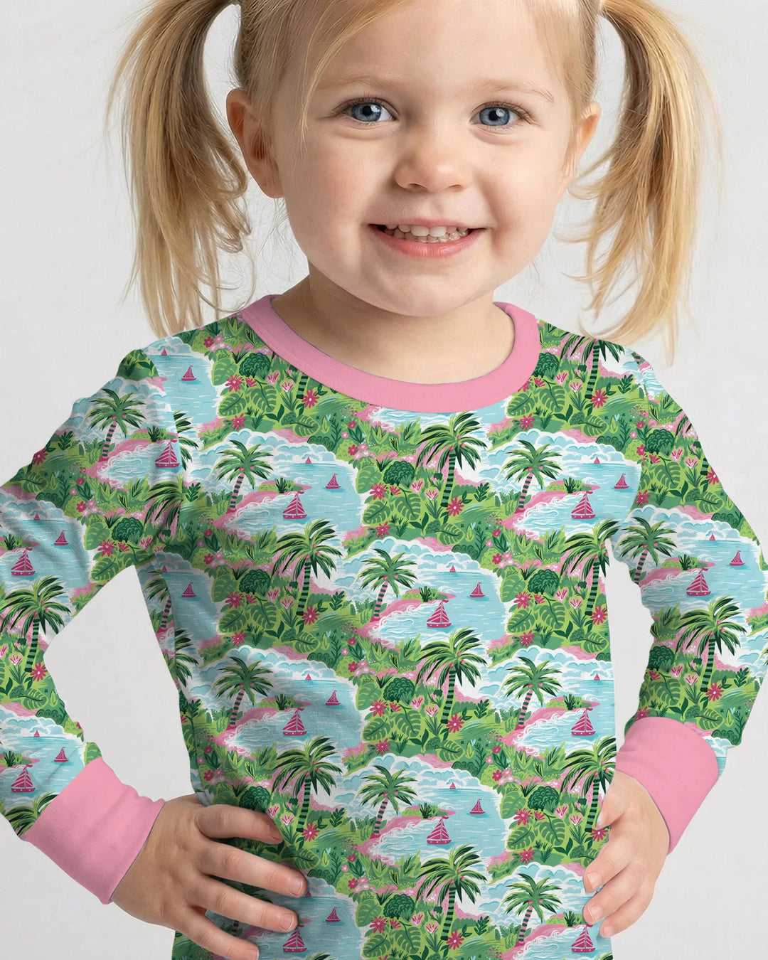 Preppy Coast Beach Club Bamboo Two Piece Long Sleeve Pajama Set