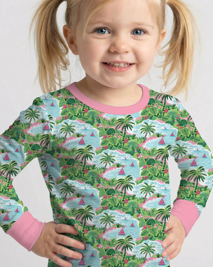 Preppy Coast Beach Club Bamboo Two Piece Long Sleeve Pajama Set