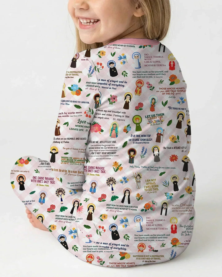 Catholic Saint Quotes Bamboo Two Piece Long Sleeve Pajama Set