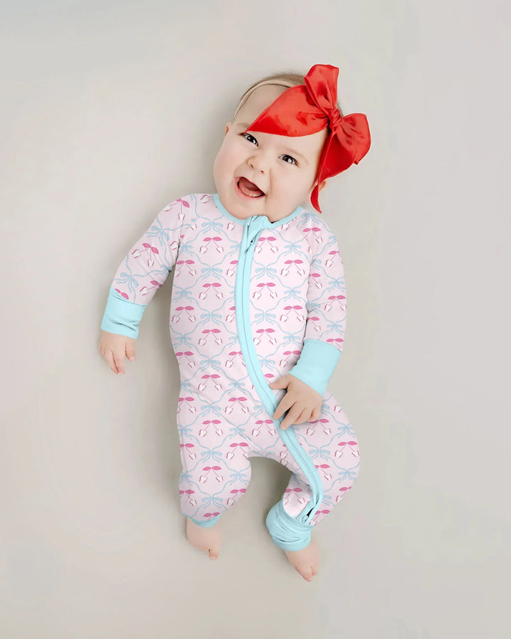 Cherry Baseball Softball Mom and Girl Matching Bamboo Convertible Zippy