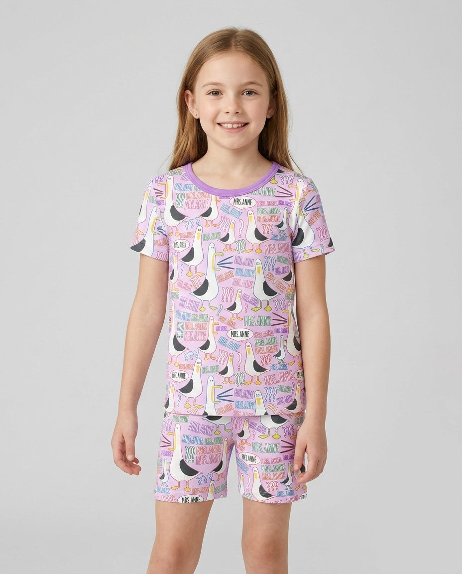 Conjunto de Pijama de Dos Piezas de Bambú con Mangas Cortas y Pantalones Cortos