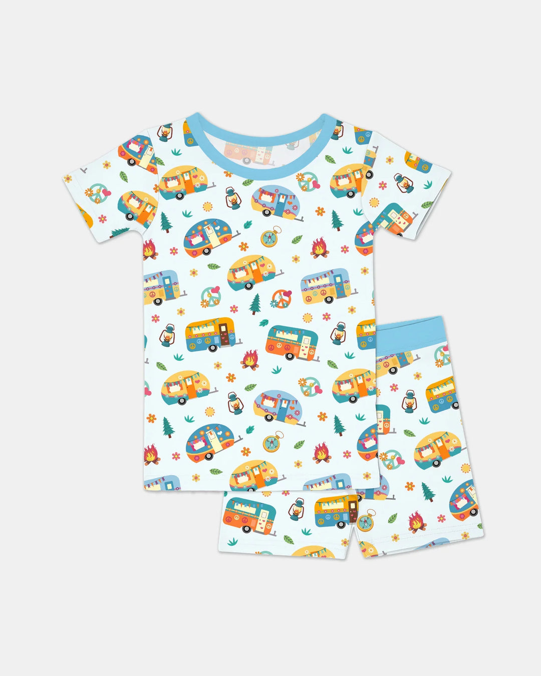 Happy Little Camper Bamboo Two Piece Short Sleeve Shorts Pajama Set
