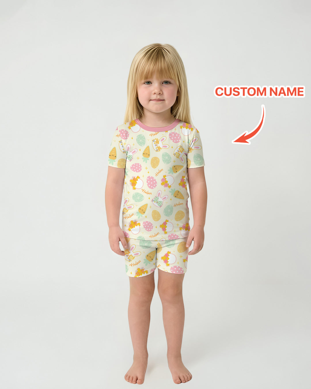 Retro Easter Two Piece Short Sleeve Shorts Pajama Set