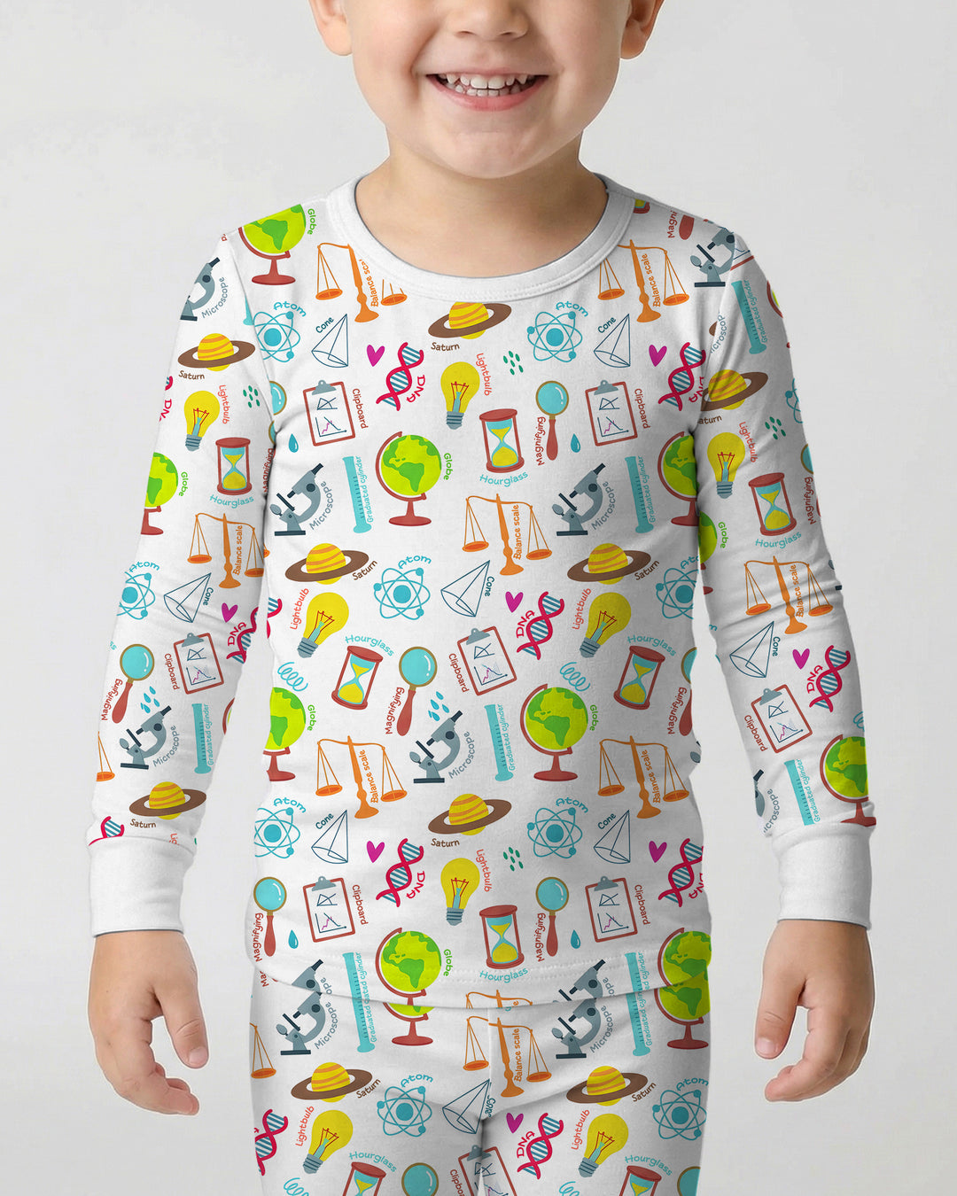 Tiny Scientist Explores The World Bamboo Two Piece Long Sleeve Pajama Set
