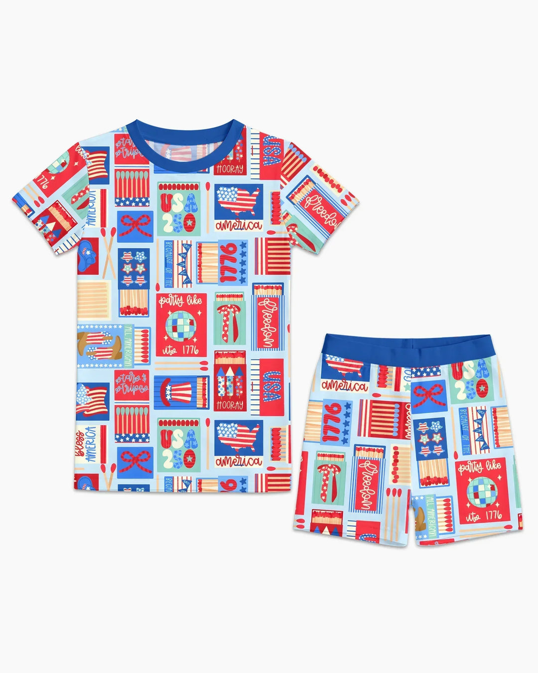Template Zweiteiliges Pyjama-Set mit kurzen Ärmeln und Shorts