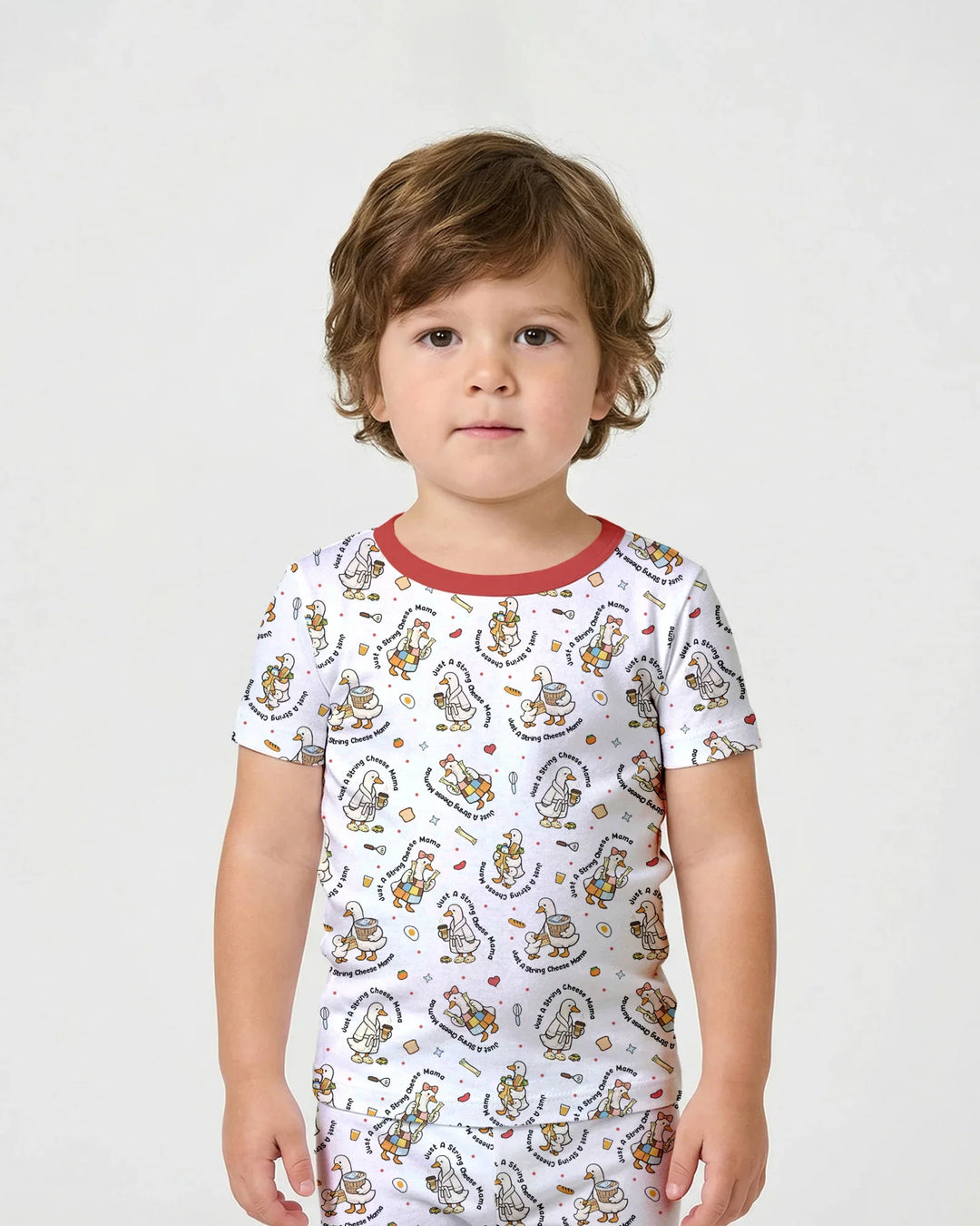 Just A String Cheese Mama Era Mommy & Me Bamboo Two Piece Short Sleeve Shorts Pajama Set