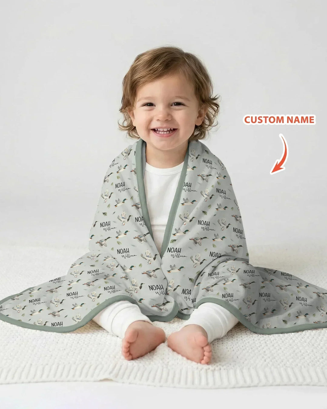Custom Name Mallard Duck Bamboo Blanket
