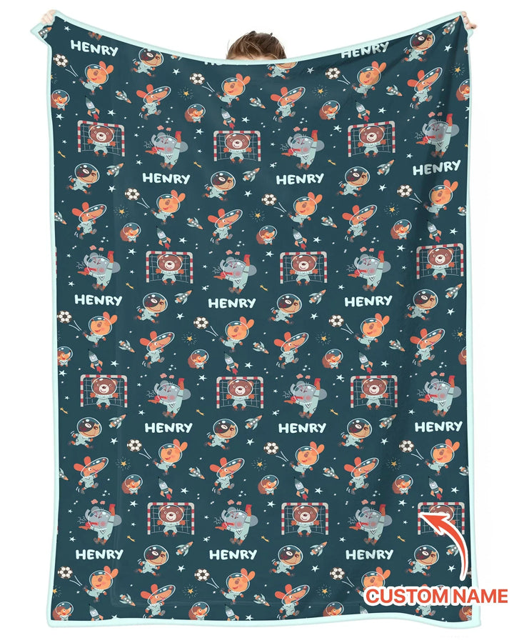 Space Soccer Bamboo Blanket