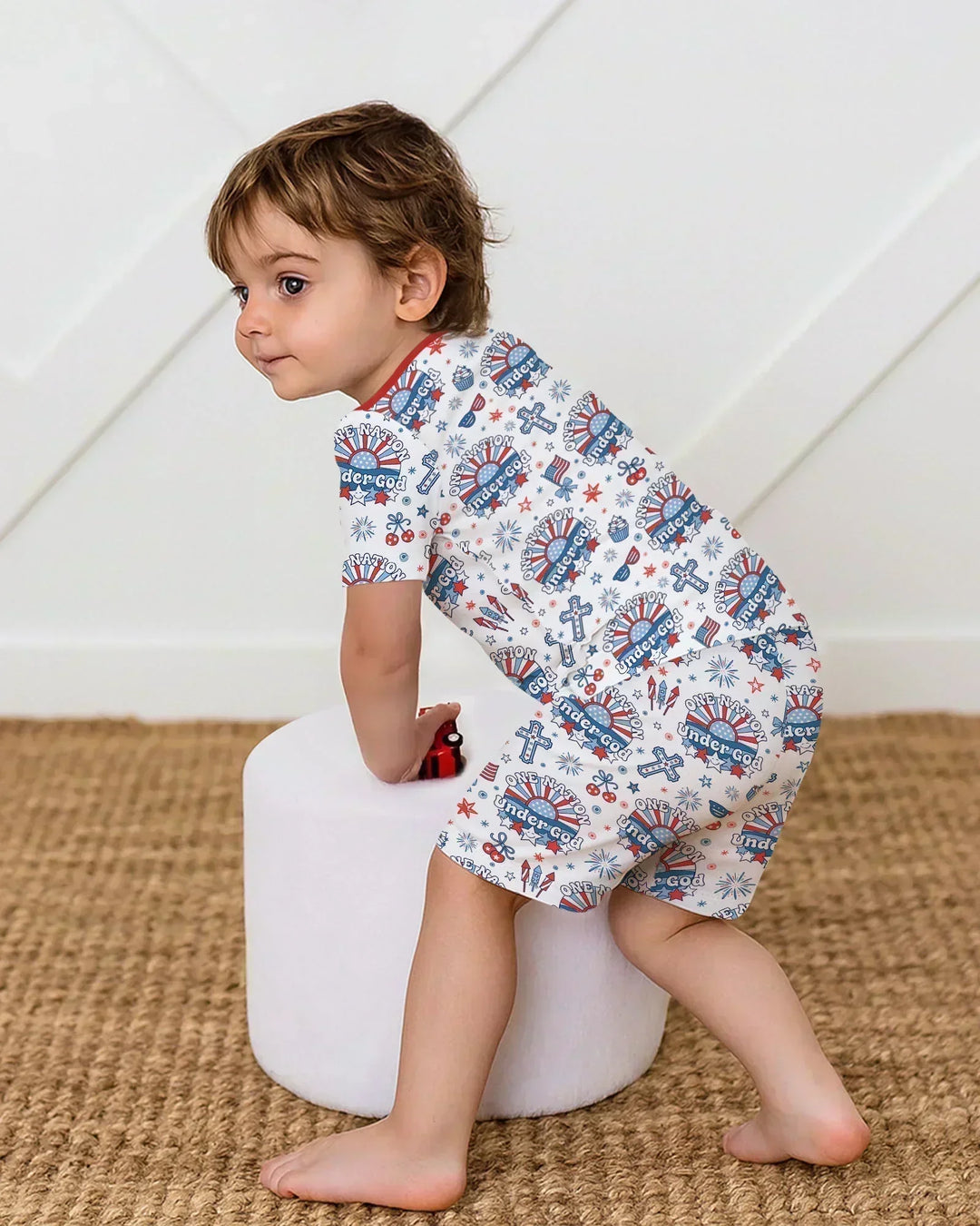 One Nation Under God Family Matching Bamboo Two Piece Short Sleeve Shorts Pajama Set