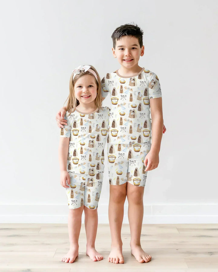 Holy Family Two Piece Short Sleeve Shorts Pajama Set