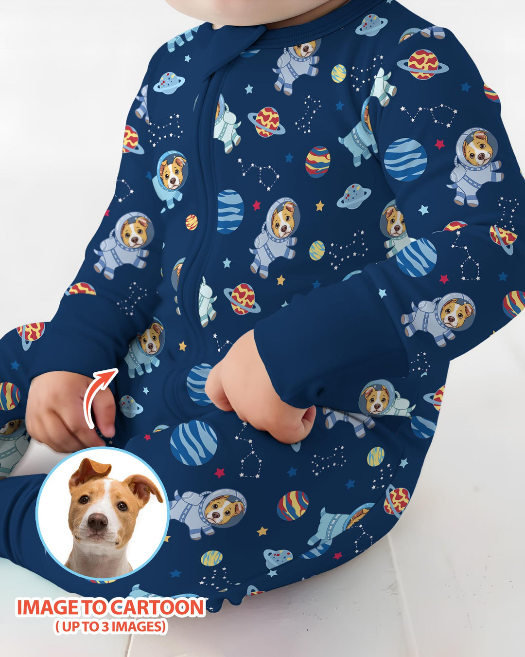 Astronaut Custom Pet Image Family Matching Bamboo Convertible Zippy