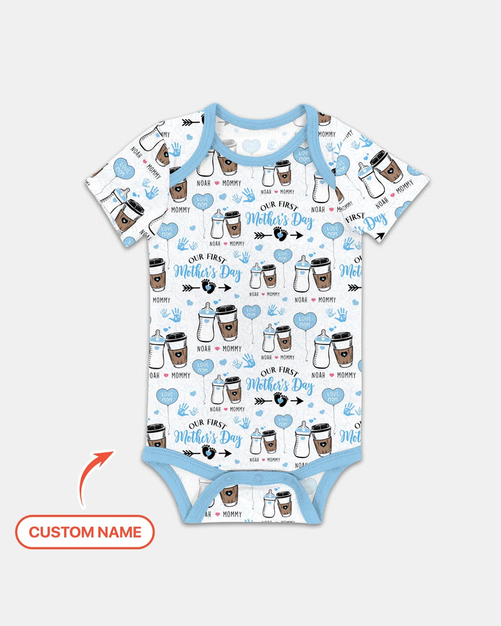 Custom Name First Mother's Day Drink Bamboo Bodysuit