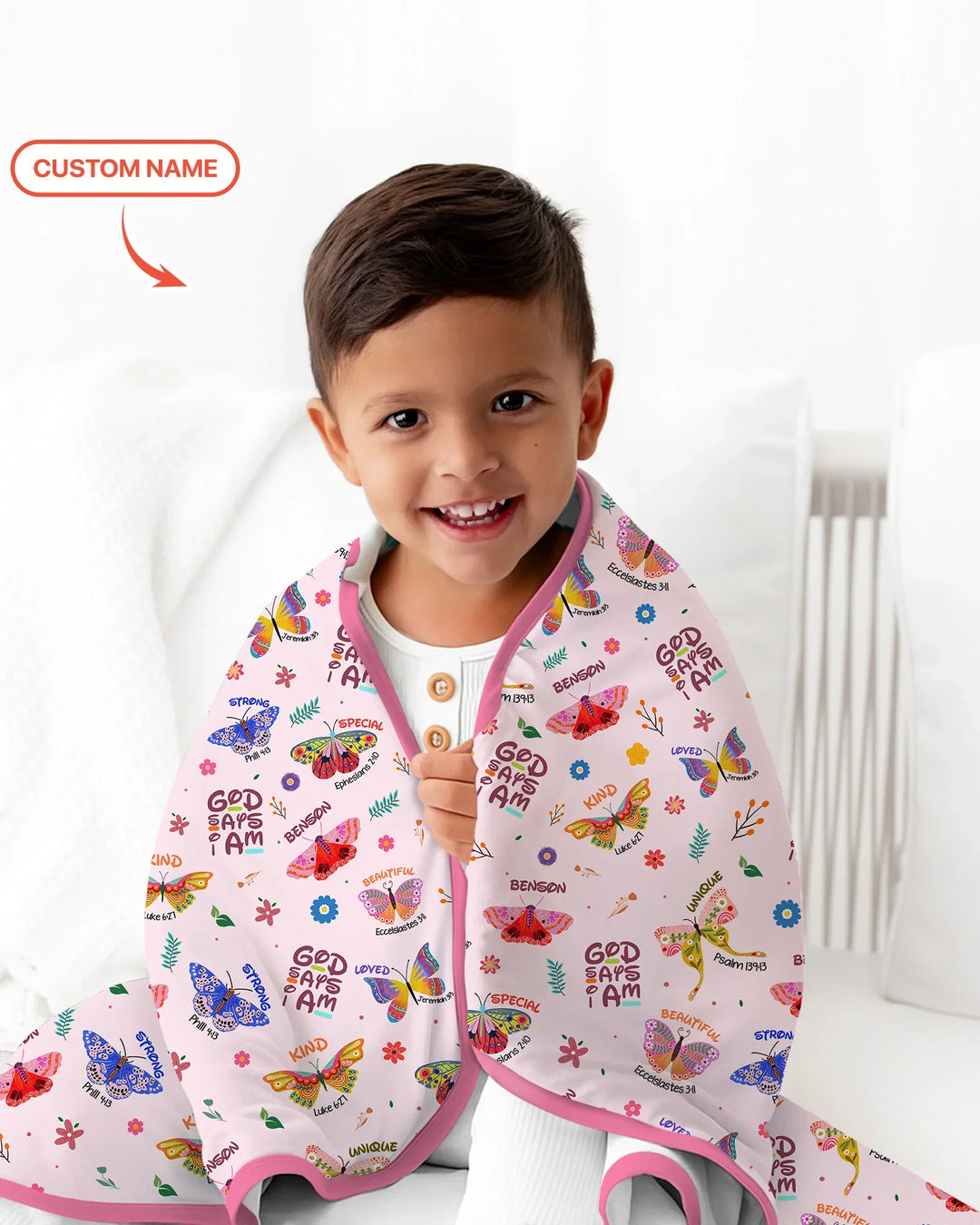 Custom Name God says I am Butterfly Bamboo Blanket