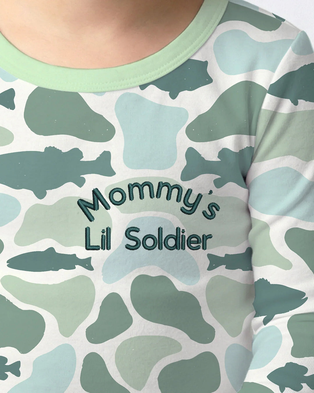 Lil Soldier Embroidered Bamboo Two Piece Long Sleeve Pajama Set