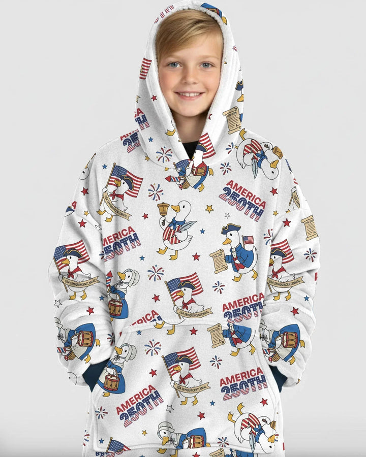 Patriotic Goose Celebrating 250 Years Wearable Blanket Hoodie