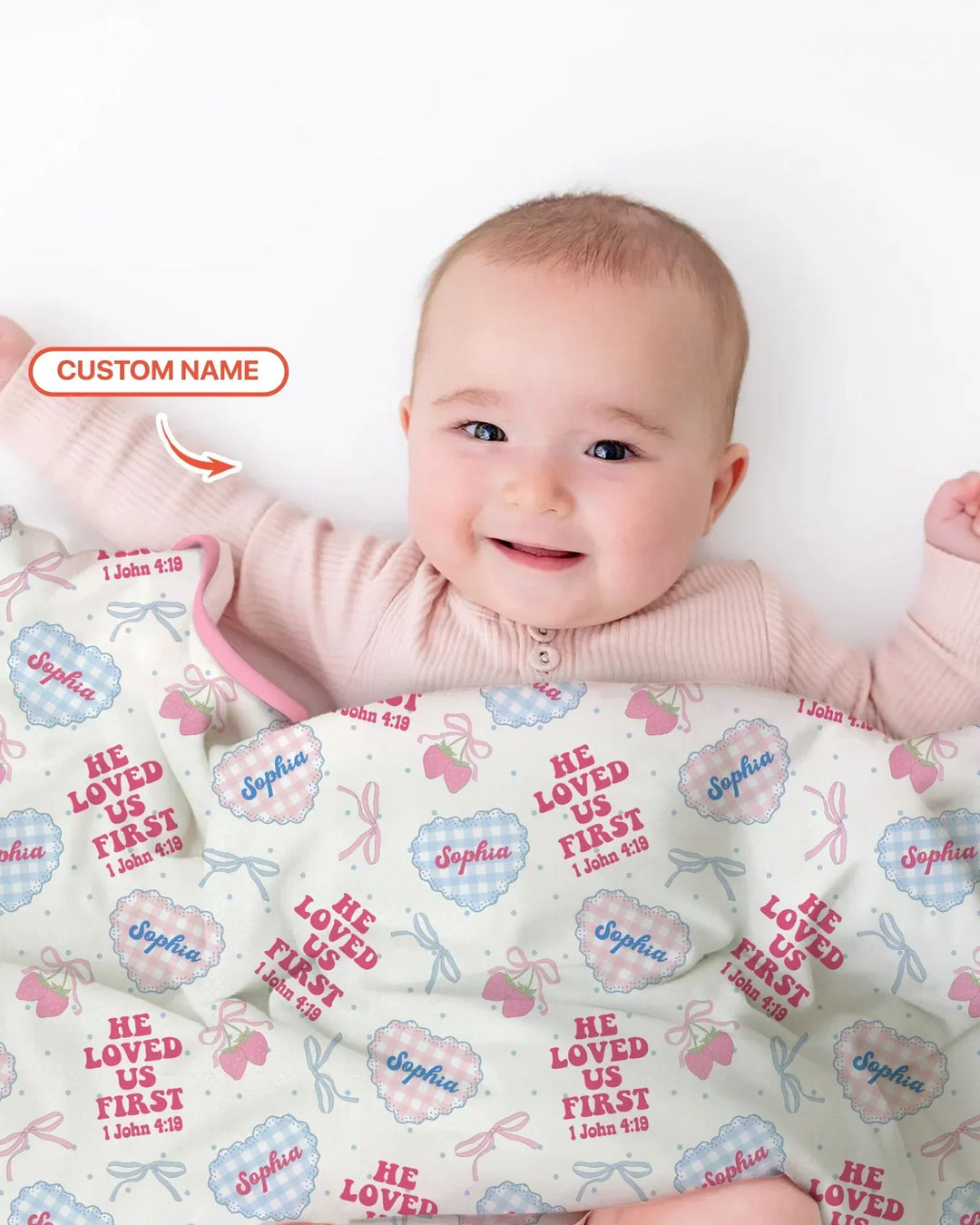 He Loved Us First Custom Name Bamboo Blanket