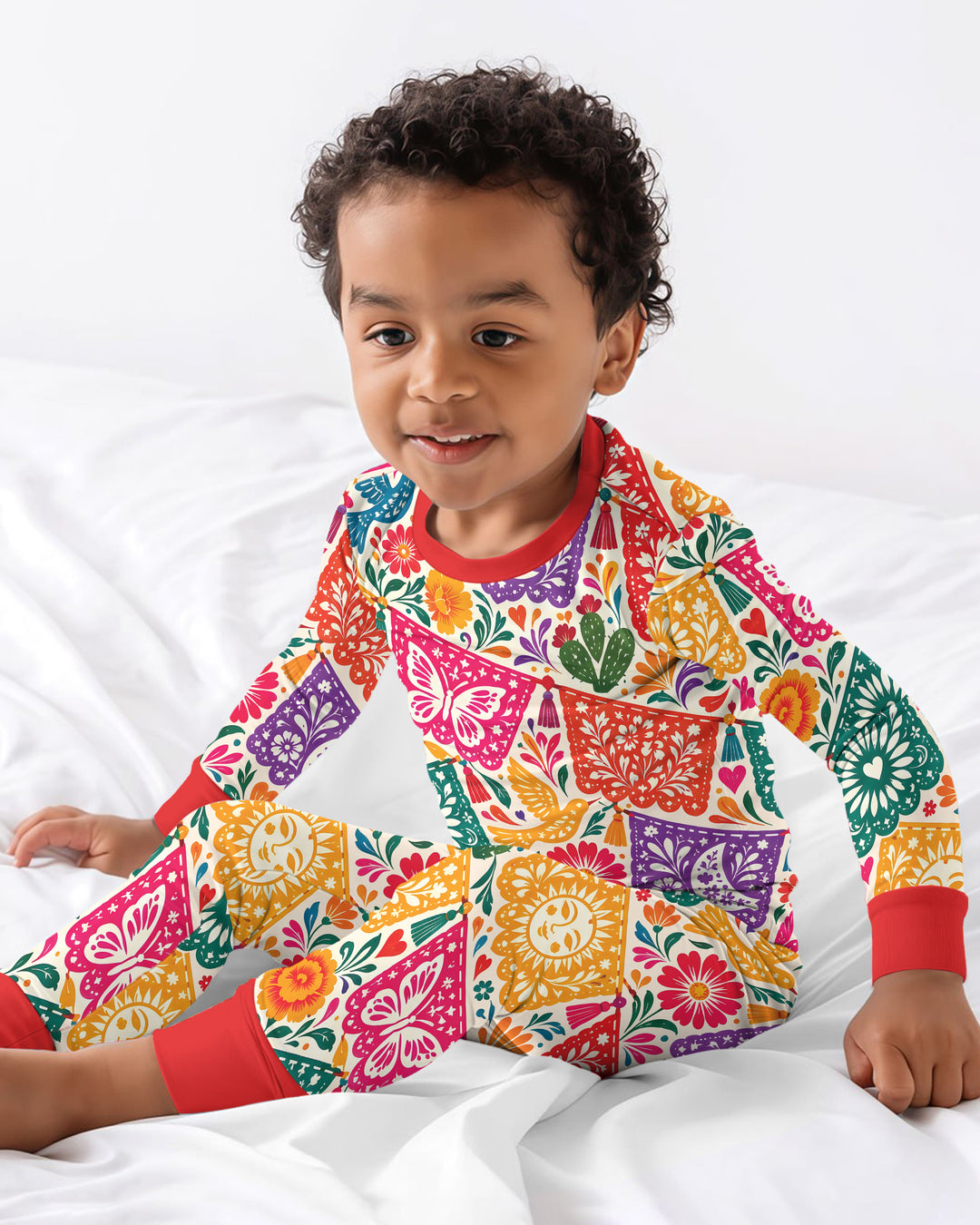 Mexican Fiesta Papel Picado Hispanic Bamboo Two Piece Long Sleeve Pajama Set