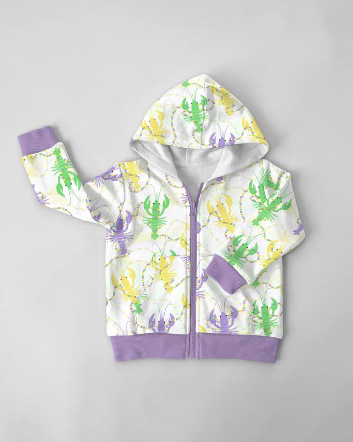 Mardi Gras Langusten Familie Partnerlook Bambus Reißverschluss-Hoodie