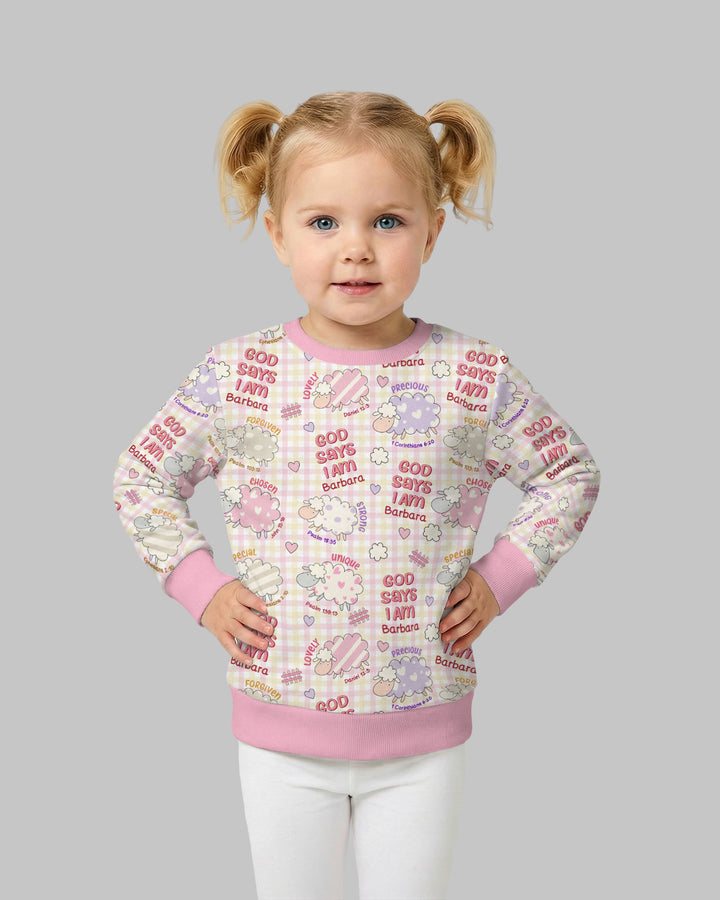 Little Lamb God Says I Am Custom Name Crewneck Sweatshirt