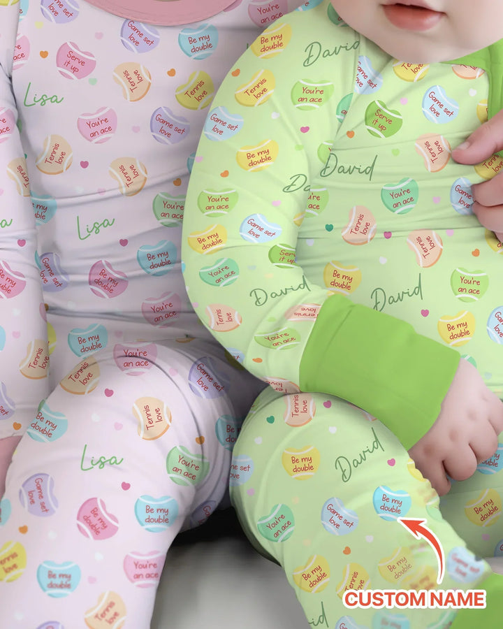 Custom Name Tennis Candy Hearts Bamboo Convertible Zippy