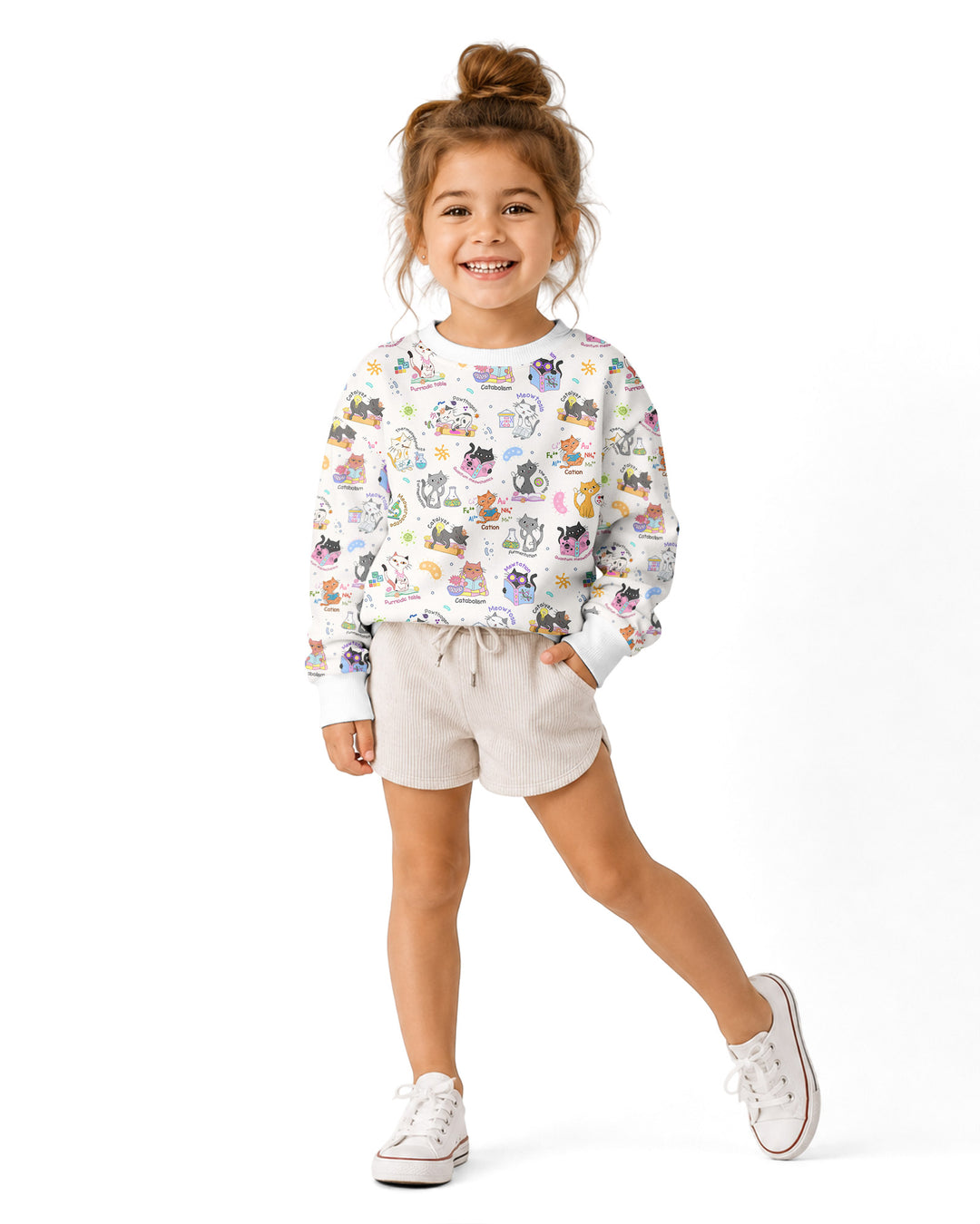 Funny Cat Love Scientist Bamboo Crewneck Sweatshirt