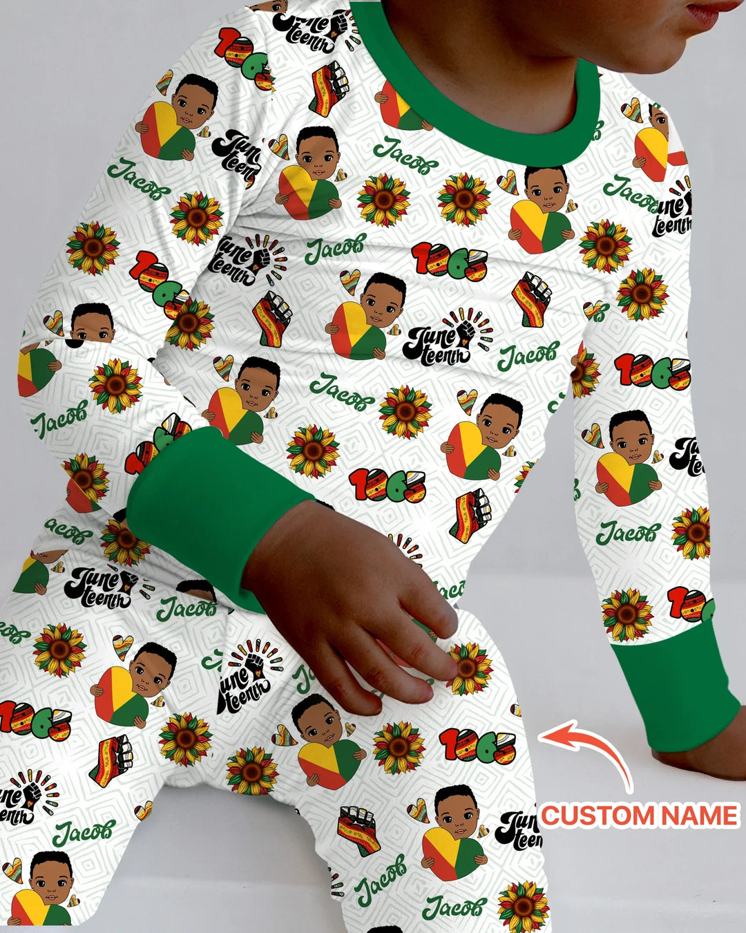 Pijama de dos piezas de manga larga de bambú con nombre personalizado "Bloom in Freedom"