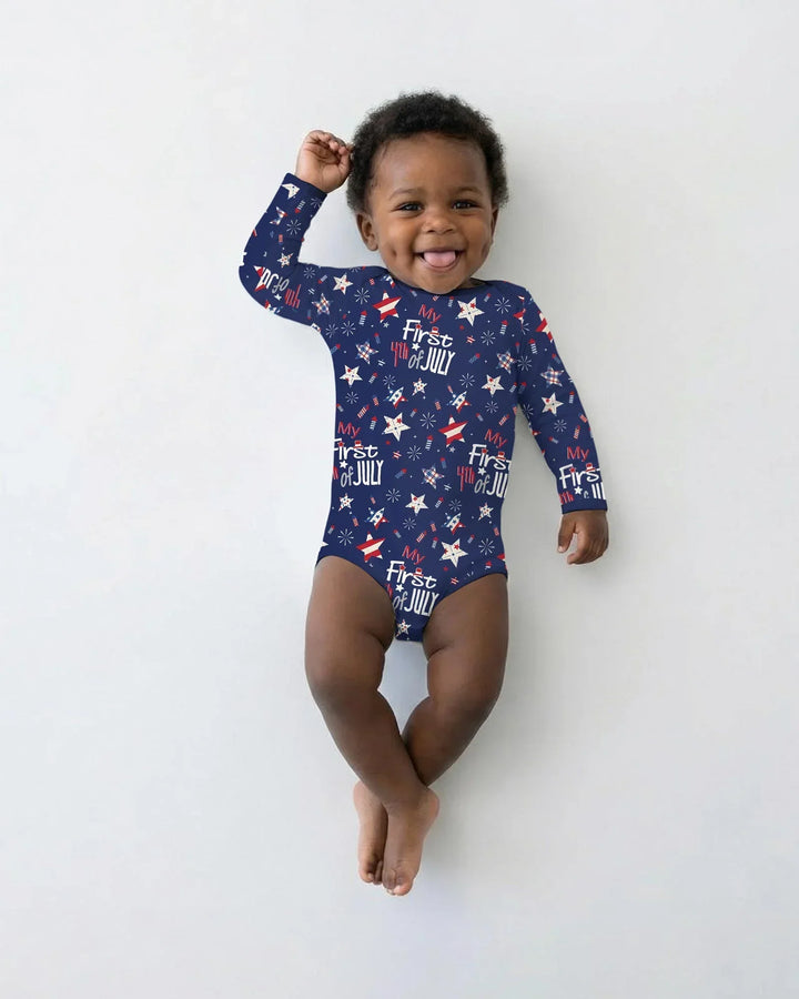 My First 4th of July Star Striped Bamboo Bodysuit