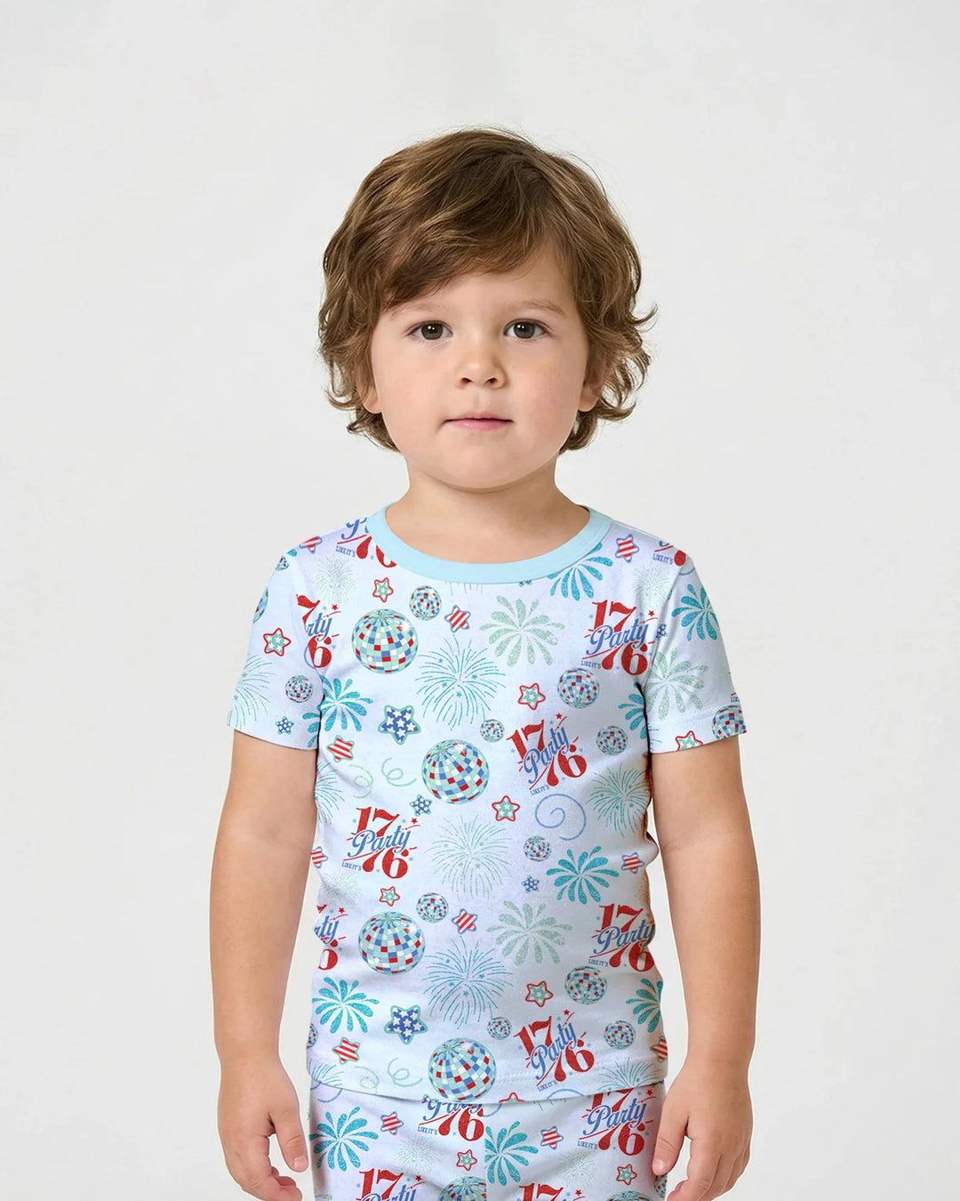 Land Of Free Family Matching Bamboo Two Piece Short Sleeve Shorts Pajama Set