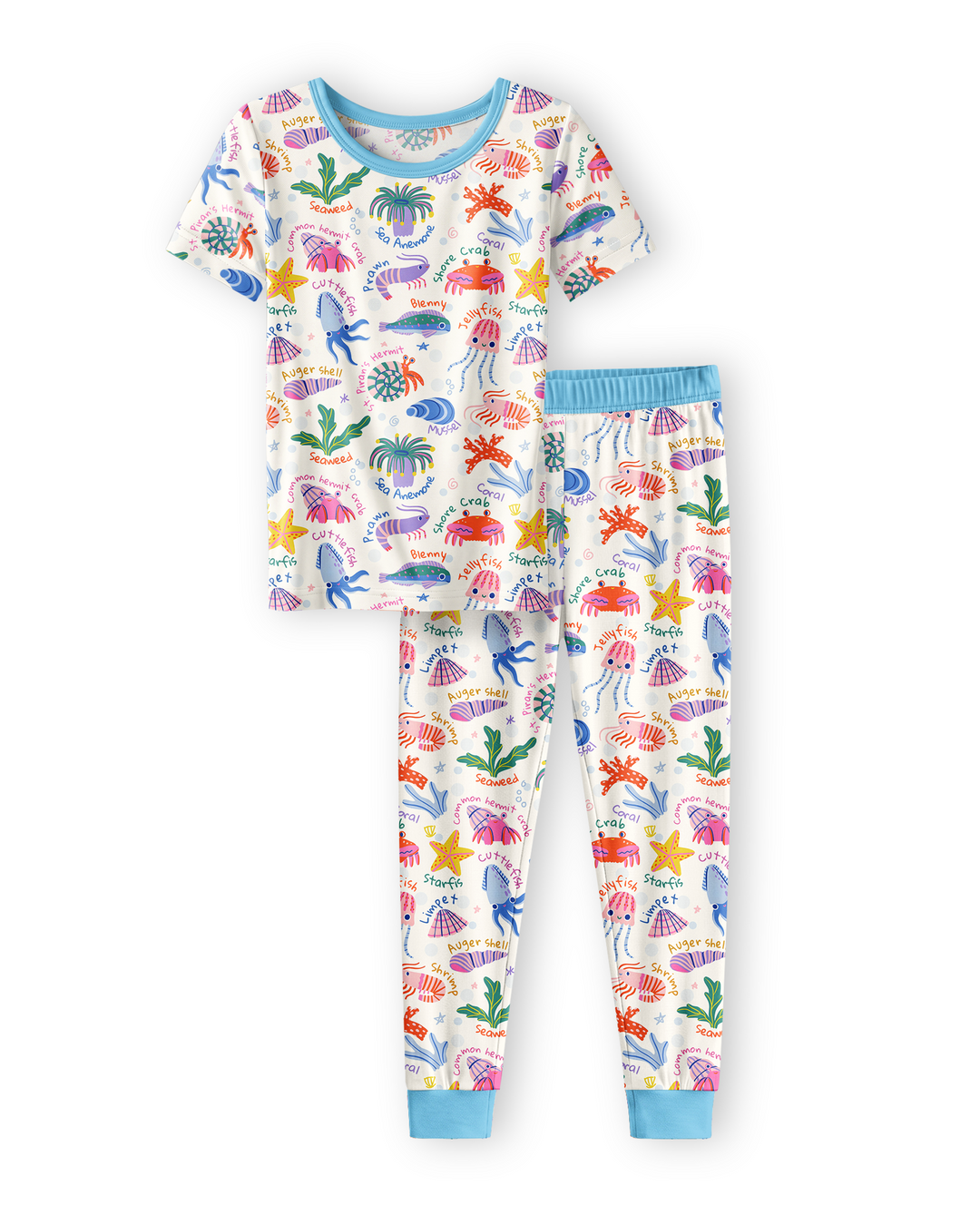 Conjunto de Pijama de Manga Corta de Bambú de Dos Piezas "Amigos de la Piscina Natural"