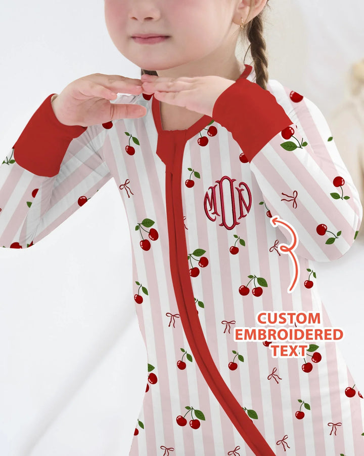Personalized Embroidered Monogram Letter Cherry Bamboo Convertible Zippy