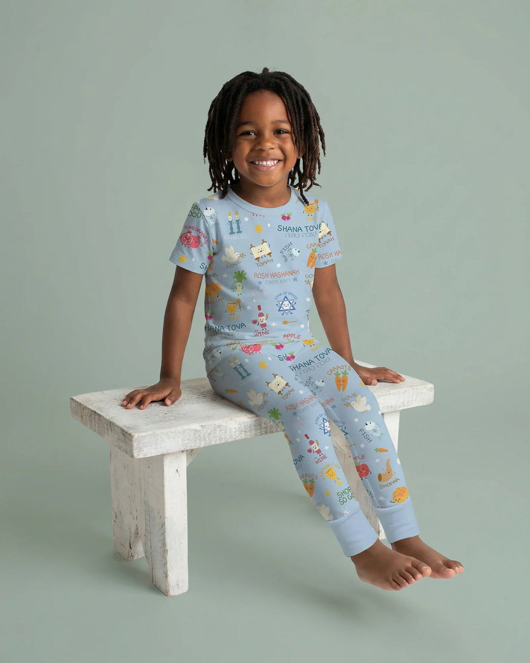 Family Rosh Hashanah Matching Bamboo Two Piece Short Sleeve Pajama Set