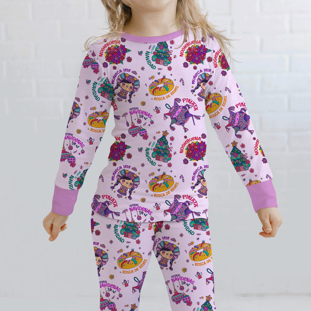 Zweiteiliges Langarm-Pyjama-Set mit Sommerfrüchten