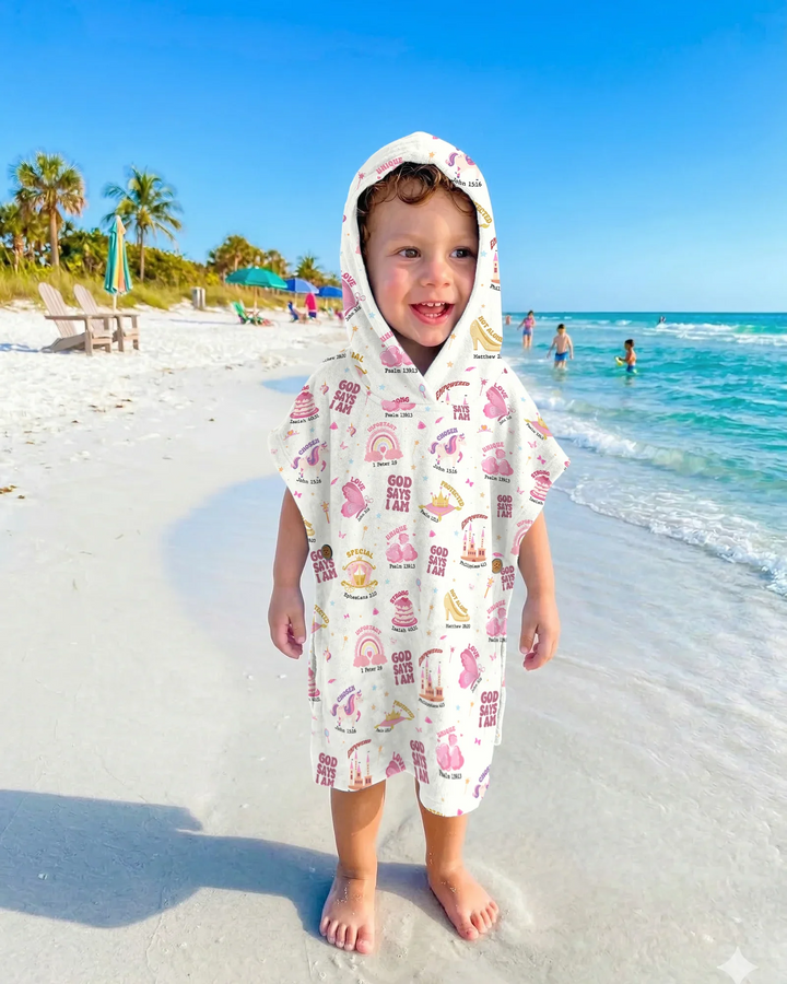God Says I Am Girl Bamboo Swim Poncho