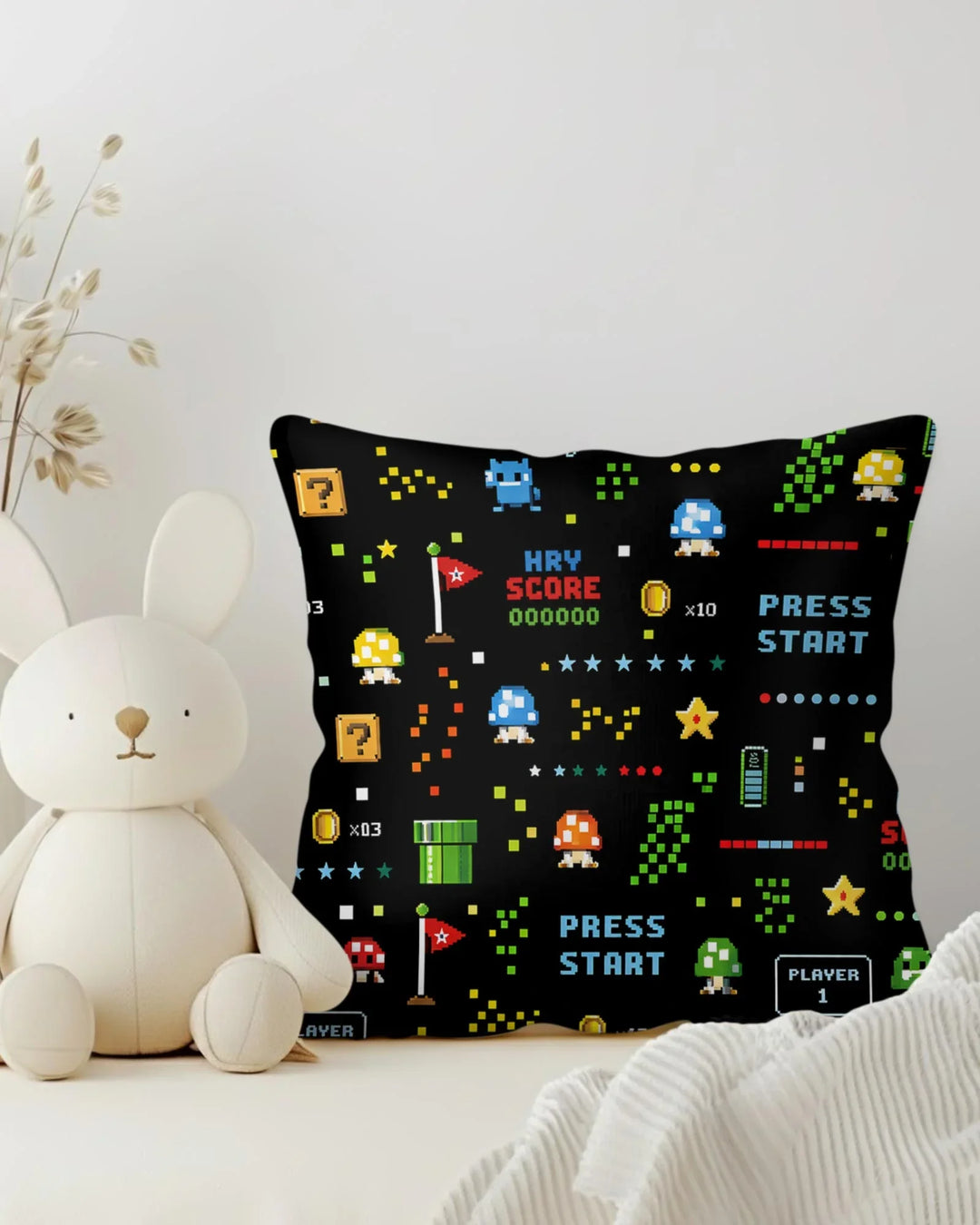 Pixel Game Lover Matching Bamboo Pillow Case
