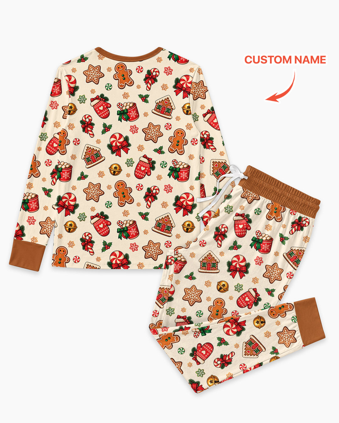 Custom Name Gingerbread The Bow Bamboo Women Pajama Set