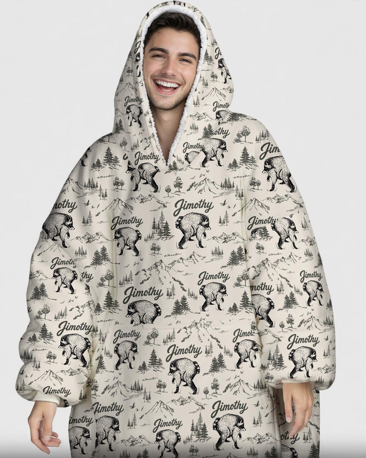 Vintage Jimothy Racoon Family Matching Bamboo Blanket Hoodie