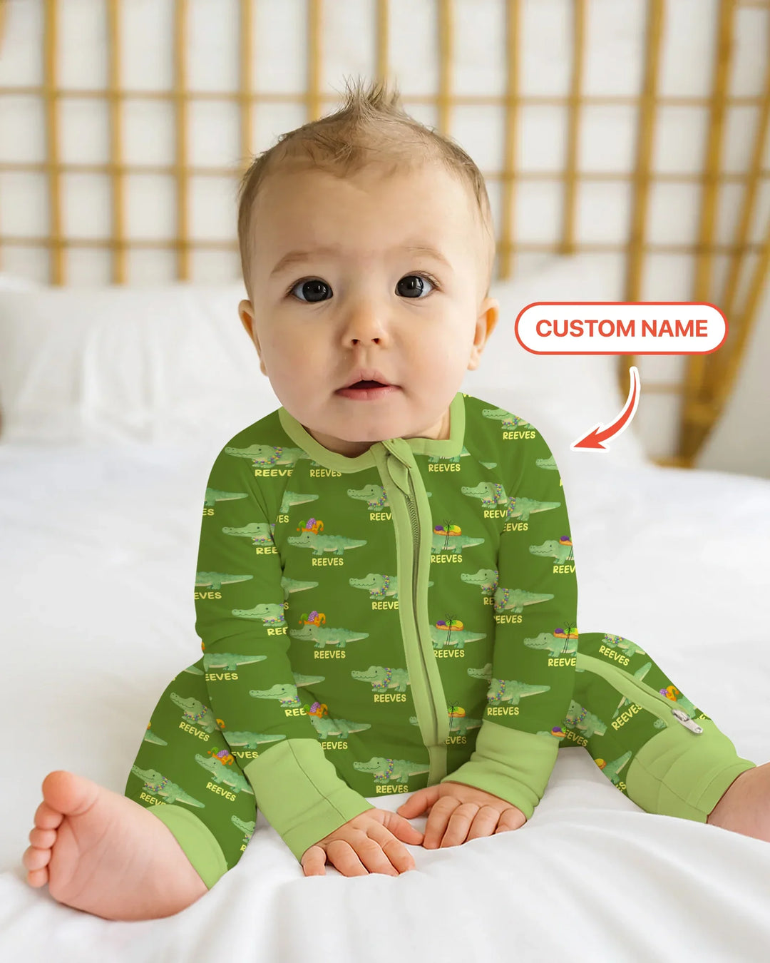 Custom Name Mardi Gras Gator Convertible Zippy