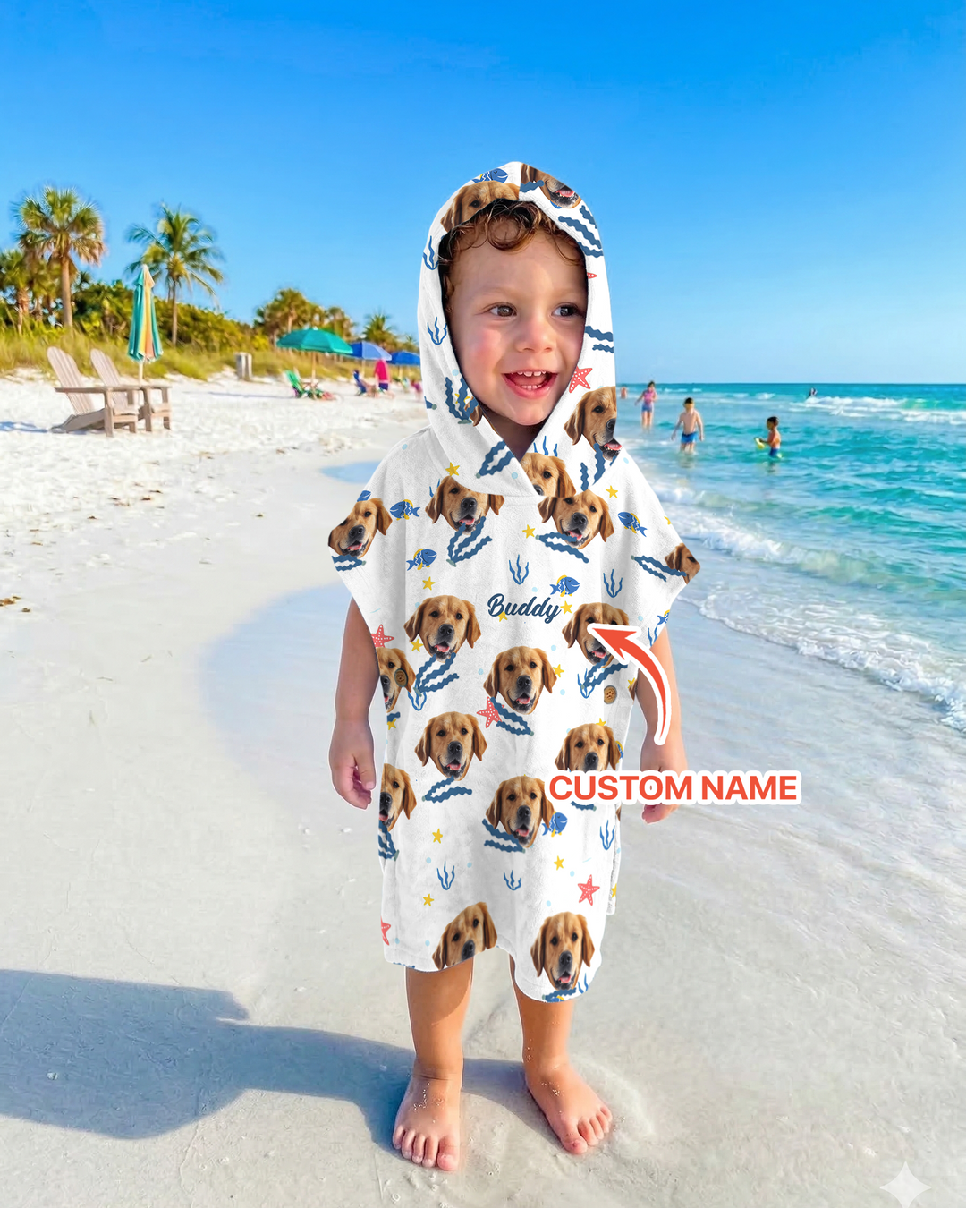 Custom Photo We All Need Vitamin Sea Bamboo Swim Poncho