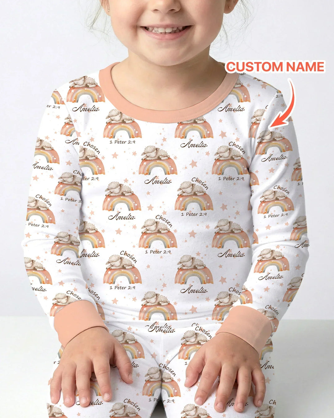 Chosen As His Own Custom Name Bamboo Two Piece Long Sleeve Pajama Set
