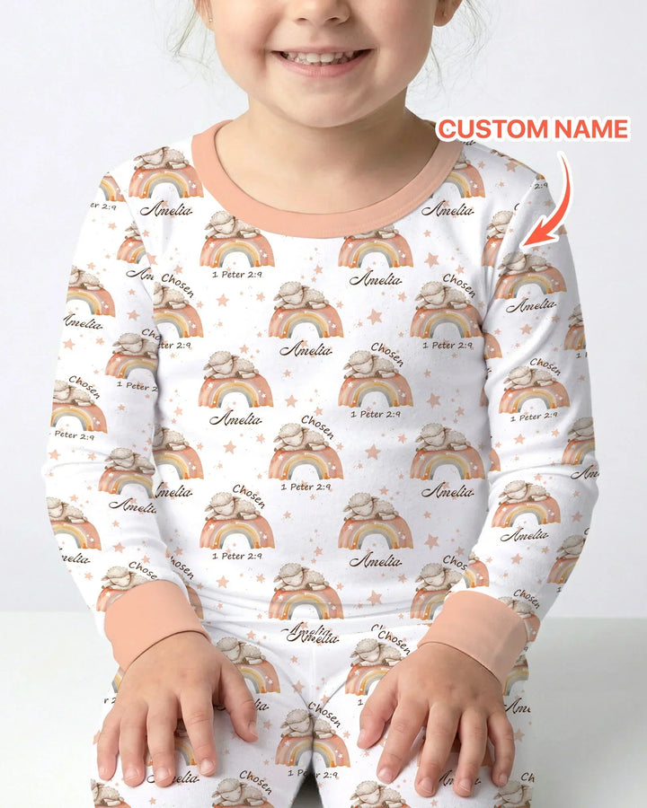 Chosen As His Own Custom Name Bamboo Two Piece Long Sleeve Pajama Set