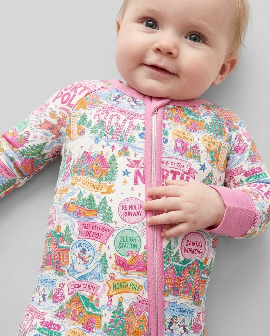 Pink North Pole Wonderland Bamboo Convertible Zippy