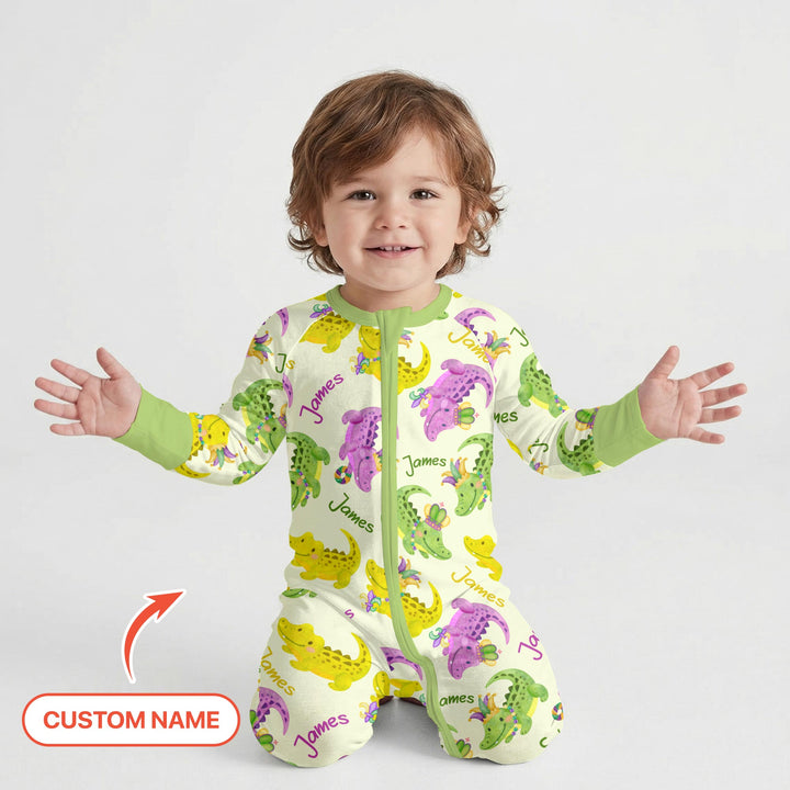 Custom Name Mardi Gras Alligator Convertible Zippy