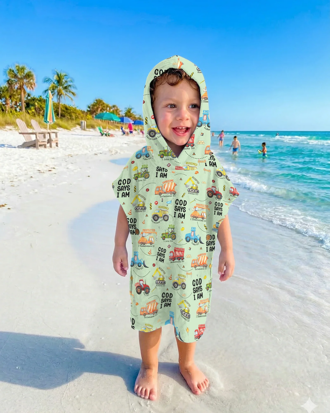 God Says I Am Boy Bamboo Swim Poncho