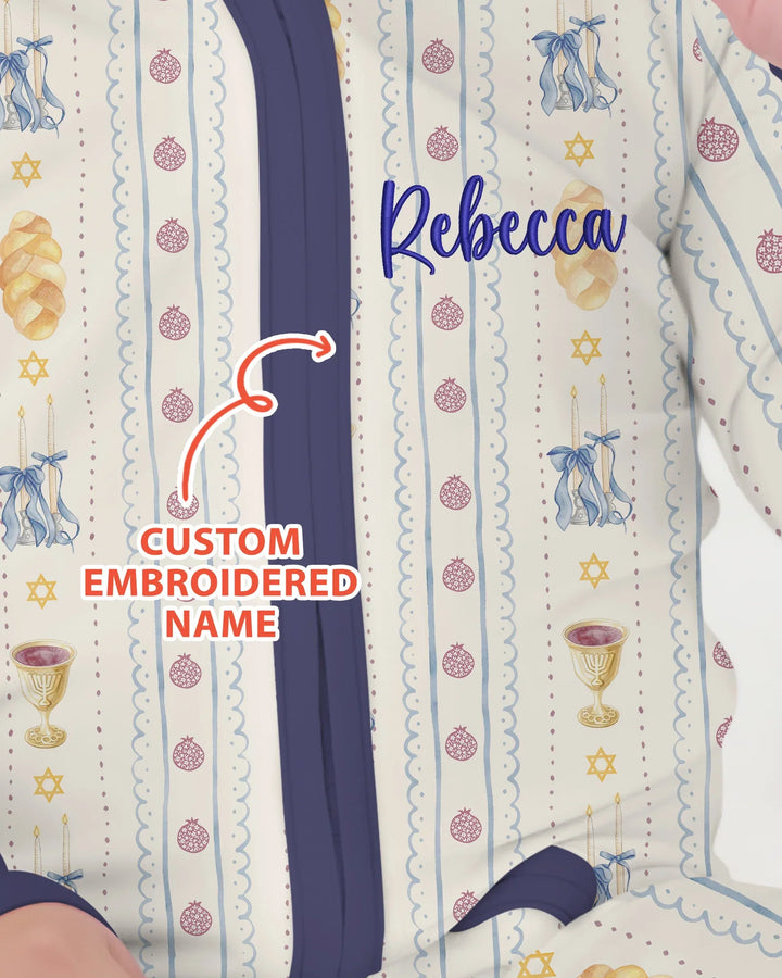 Custom Embroidered Name Shabbat Matching With Mom Bamboo Convertible Zippy